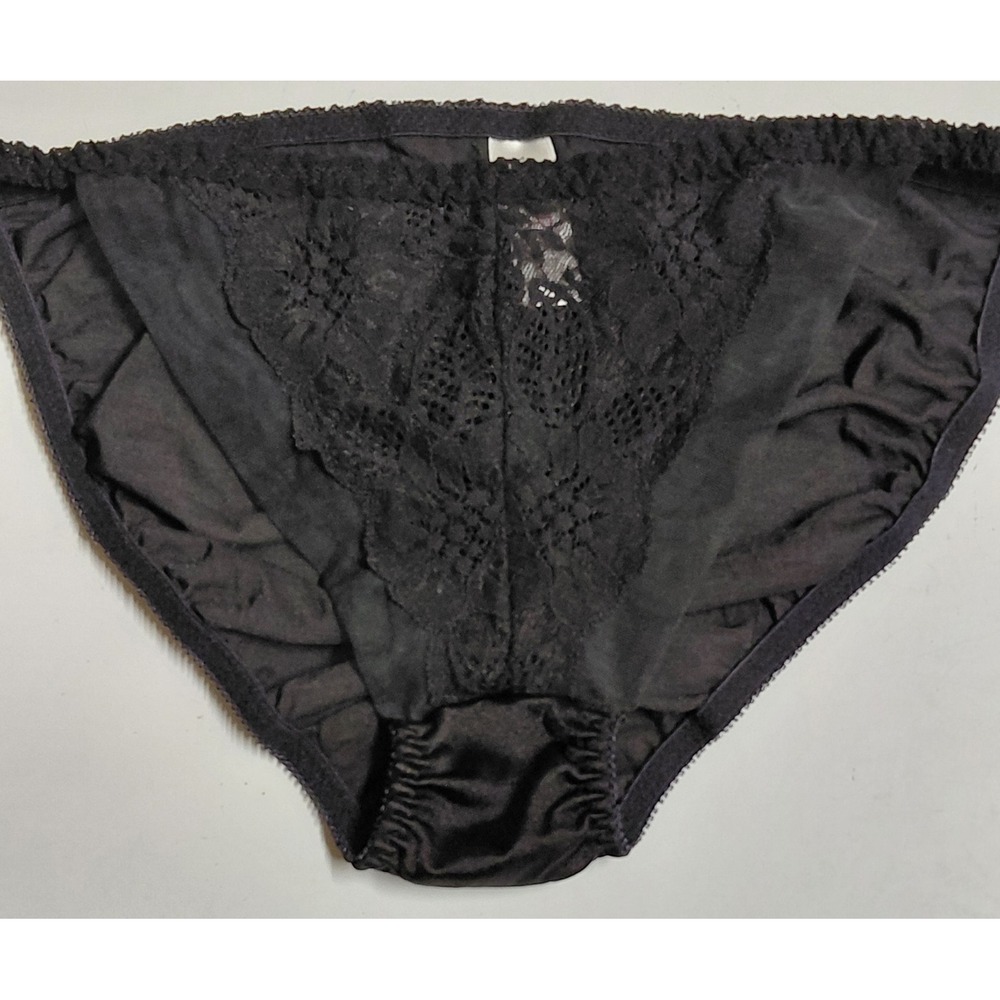 Vintage Victoria's Secret Black Lace Bikini Panties L Large 90s Y2K NWOT